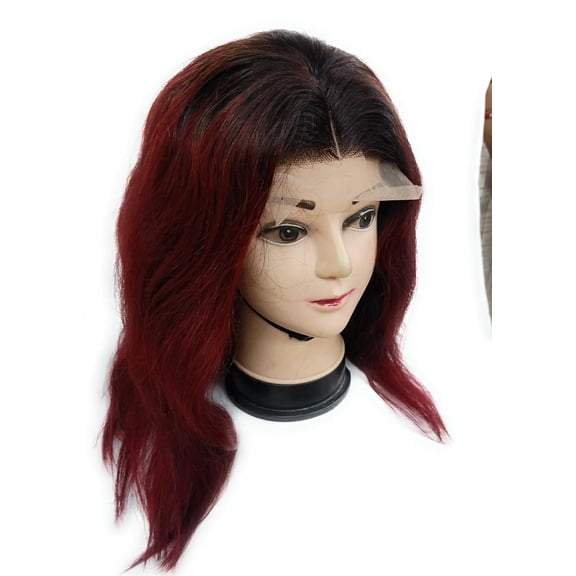 Closure 4x4 Wig, Black & Wine Colour, Natural Wavy for Women