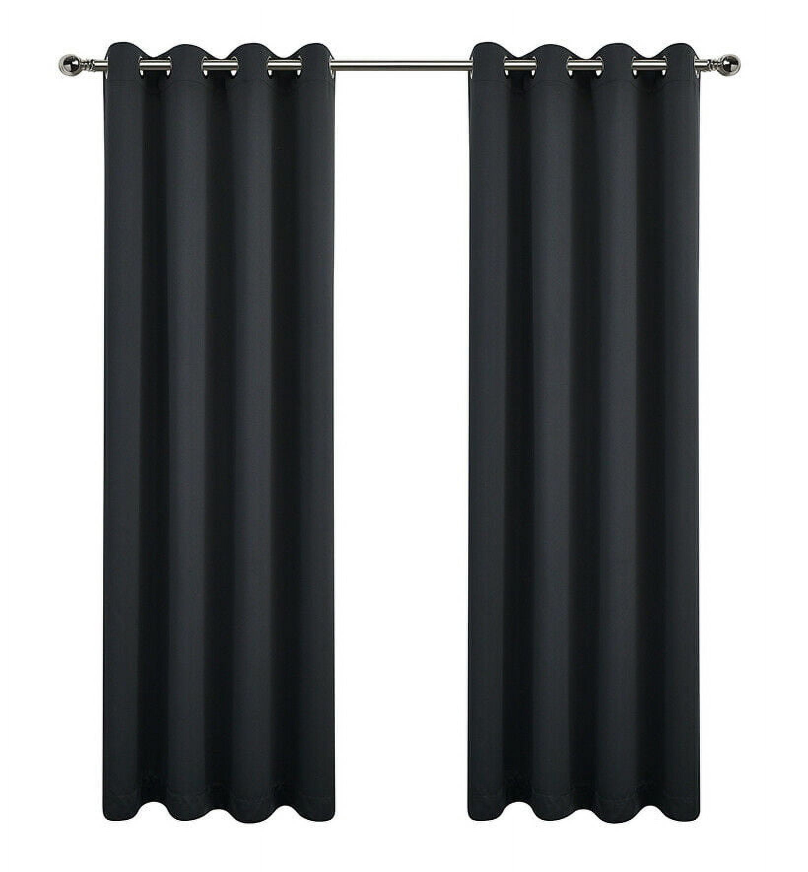 2 Pack: Solid Colored 100% Energy Saving Hotel Max Blackout Thermal Curtain Panels - Black, 84 in. Long