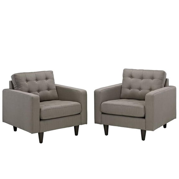 Maklaine Upholstered Fabric Armchair in Granite Gray (Set of 2)