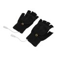 thumbnail image 3 of Guantes calefactados USB con dobladillo completo y parte trasera media, cálidos, de punto, sin dedos, para el hogar y la oficina, color negro, 3 of 10