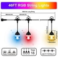 thumbnail image 7 of Outdoor String Lights Mains Powered Waterproof LED Fairy Lights Plug in, 46FT Coloured Smart Hanging Festoon Lights, Gazebo Lights with 16 Bluetooth Controlled, Garden Patio Lights for Bedroom Party, 7 of 7