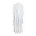 thumbnail image 4 of YiZYiF Girls Metallic Color Block Church Praise Dance Dress Long Sleeve Worship Liturgical Tunic Silver 8, 4 of 7