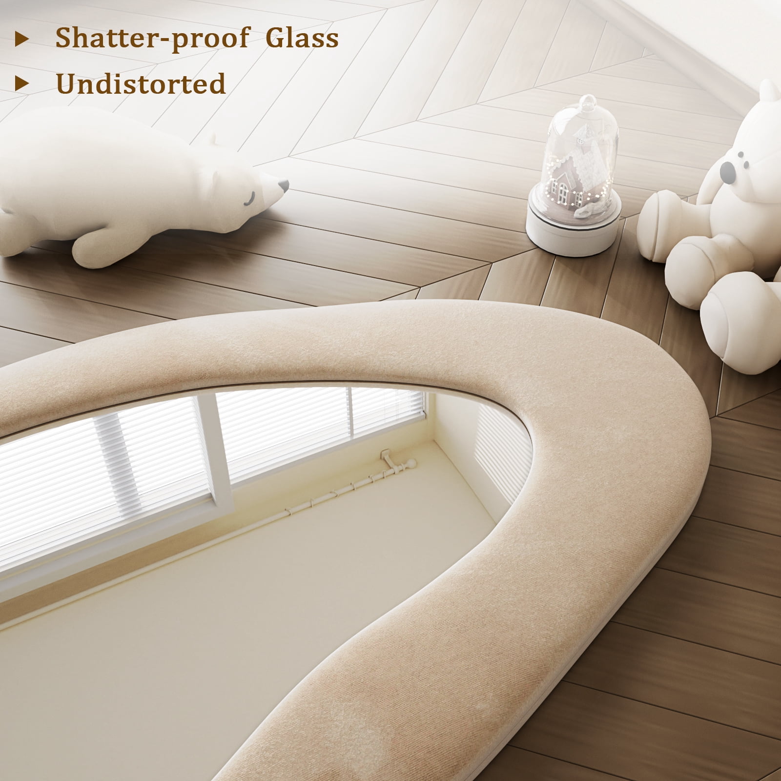 Anyrose 71"x30" Full Length Mirror Irregular Cloud Floor Mirror With Flannel Frame, White