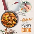 thumbnail image 6 of Non-stick Kitchenware Pots & Pans - 11 Pcs. Stylish Kitchen Cookware Set w/ Elegant Lines Pattern,Gray Inside & Red Outside, Metal + Silicone Handle, PTFE/PFOA/PFOS Free - NCCW11RDL, 6 of 9