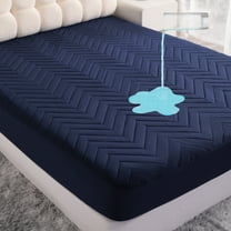 Ntbay Quilted 100% Waterproof Mattress Protector, Ultra Soft and Breathable Fitted Mattress Pad Cover with Deep Pocket, Queen Size, Navy Blue