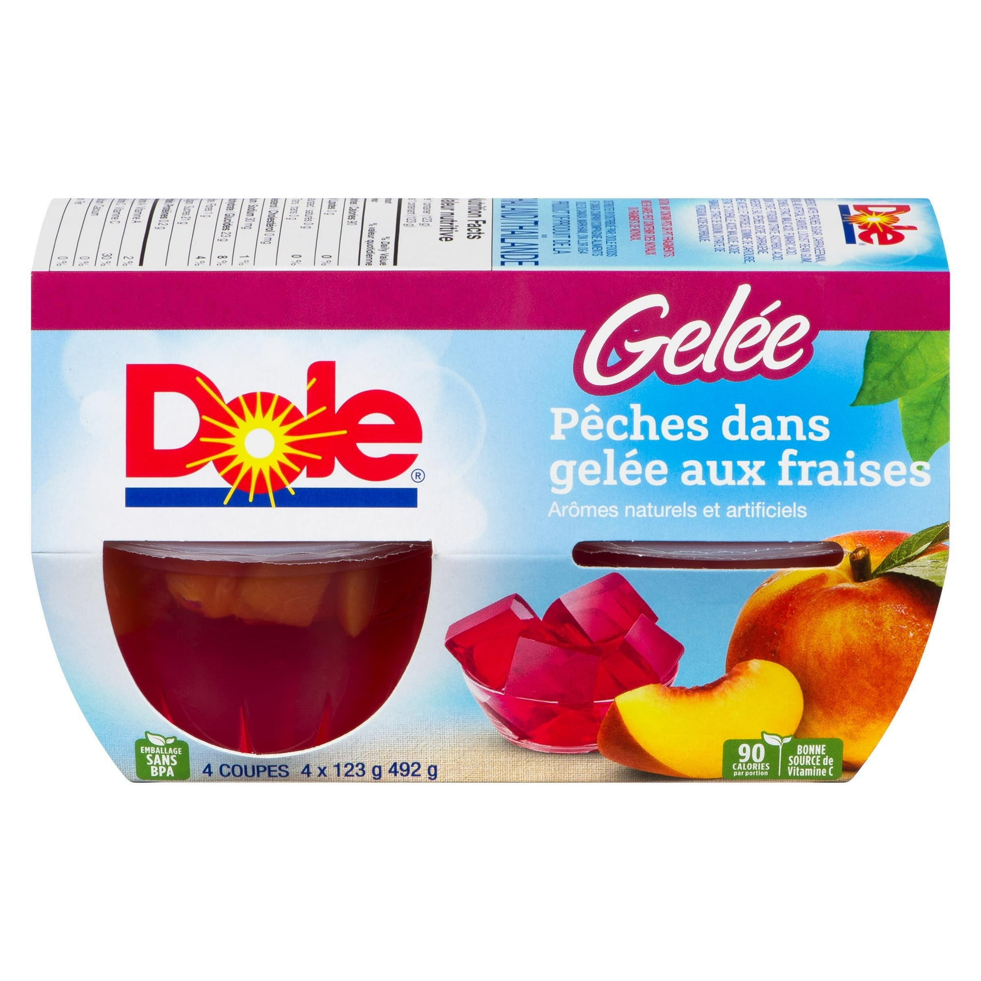 Dole Peaches in Strawberry Gel, 4 Cups, 492 g