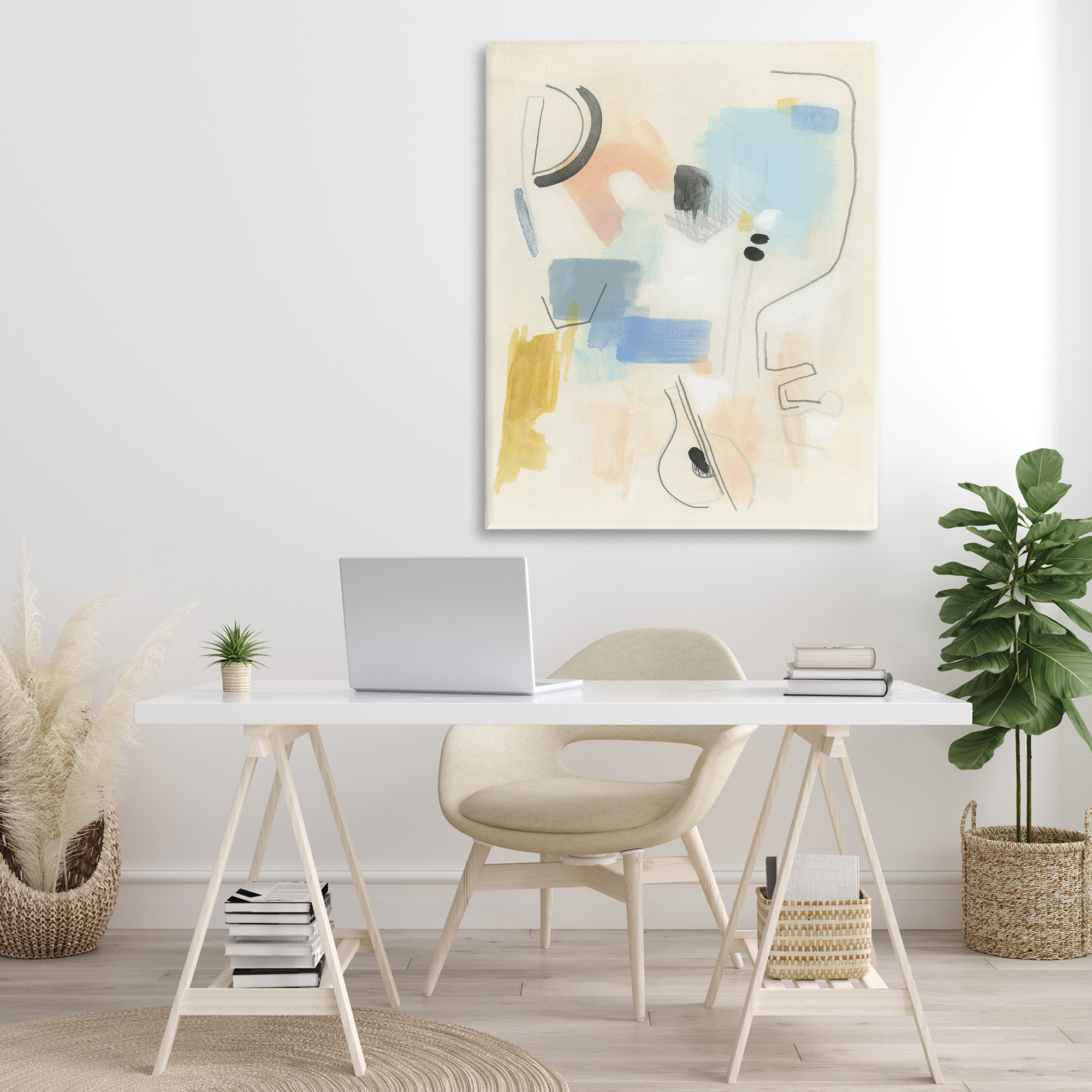 Stupell Industries Modern Scribble Abstraction Abstract Painting Gallery Wrapped Canvas Art Print Wall Art, 36 x 48
