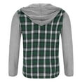 thumbnail image 3 of Dresfit Flannel Sweatshirts Men Button Down Plaid Patchwork Hoodies Drawstring Long Sleeve Quilted Fall Winter Shirt Flap Pocket Hooded Button Up Shirts Green 2XL, 3 of 4
