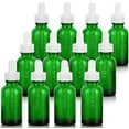 thumbnail image 1 of 1 oz Green Glass Boston Round Empty Bottle with White Top Graduated Measurement Glass Dropper, 1 of 6