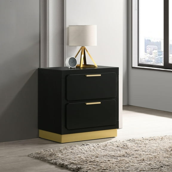 Wooden Nightstands, Sophia Black 2-drawer Nightstand, Black Bedside Nightstands,Solid Wood Mdf Nightstands With Drawers, Furniture Bedroom Furniture Nightstands Sophia Black 2-drawer Nightstand