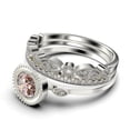 thumbnail image 4 of Gorgeous Art nouvea 2.10 Carat Round Cut Morganite And Diamond Moissanite Engagement Ring, Boho Moissanite Wedding Ring, Two Matching Band in 10k Solid White Gold, Gift For Her, Promise Ring, 4 of 4