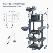 PAWZ Road 69 Cat Tree for Indoor Cats Multi-Level Cat Condo with Large Hammock Perch and 5 Scratching Posts, Dark Gray