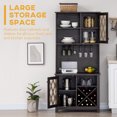 thumbnail image 4 of HOMCOM Kitchen Pantry Buffet Hutch Cupboard with Wine Rack Cabinet, Brown, 4 of 10