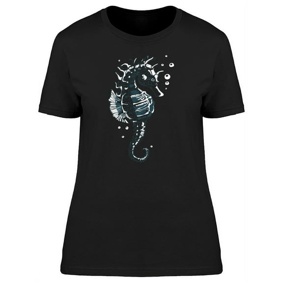Seahorse In B&W Art T-Shirt Women -Image by Shutterstock, Female Medium