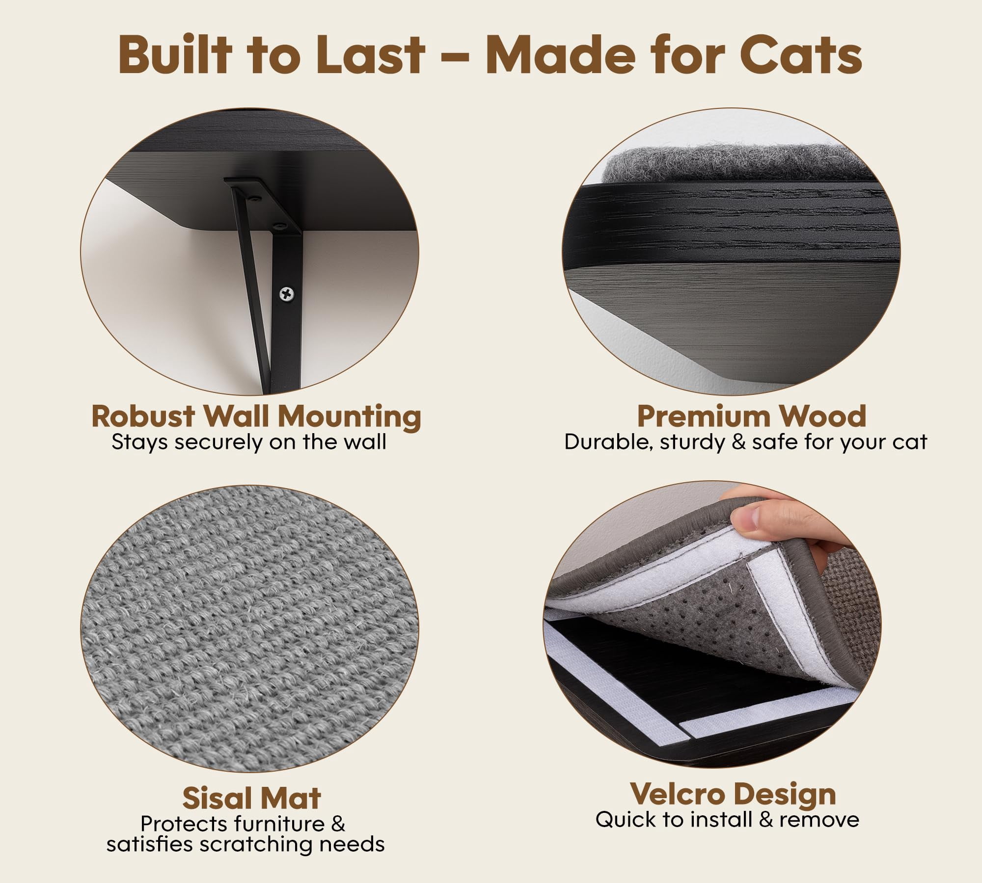 Cat Wall Shelf Window Perch  Cats Bed Hammock With Pad For Climbing Sleeping Playing Black Furniture Indoor Large
