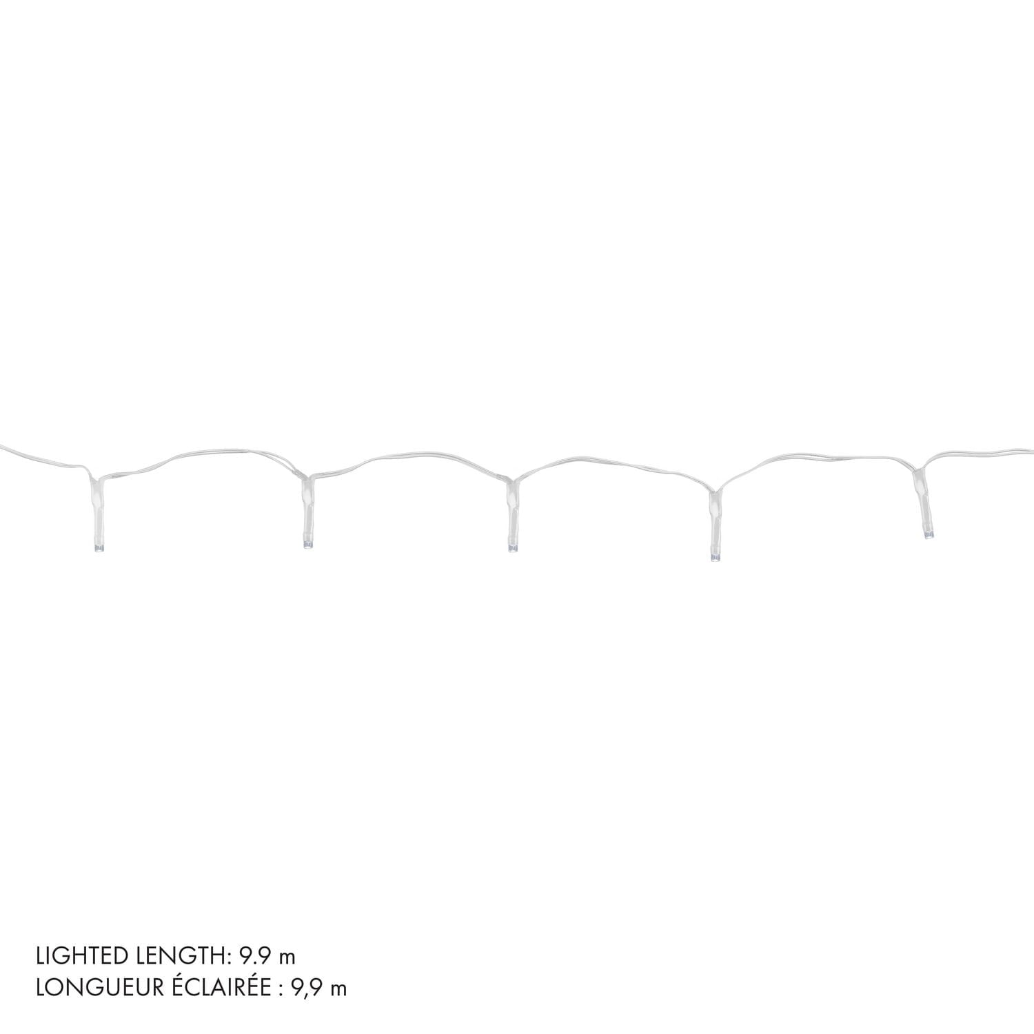 100 5mm battery operated LED Light String, indoor/outdoor, white wire, 8 functions with timer