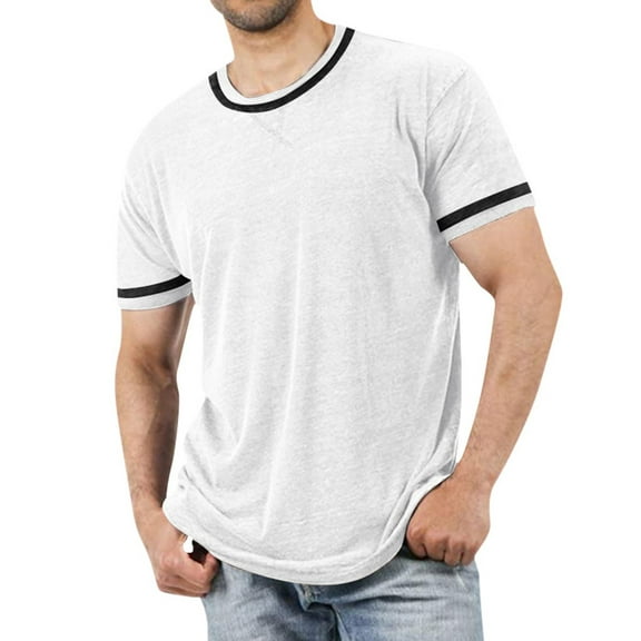 Men Summer Tops Tops Mens Quick Men plus Size Olive Kimono Mens Athletic Short Sleeve Small Shirt Shirts Striped Long Sleeve Tall T Shirts Athletic T Shirt Tees Fashion Deep V White M