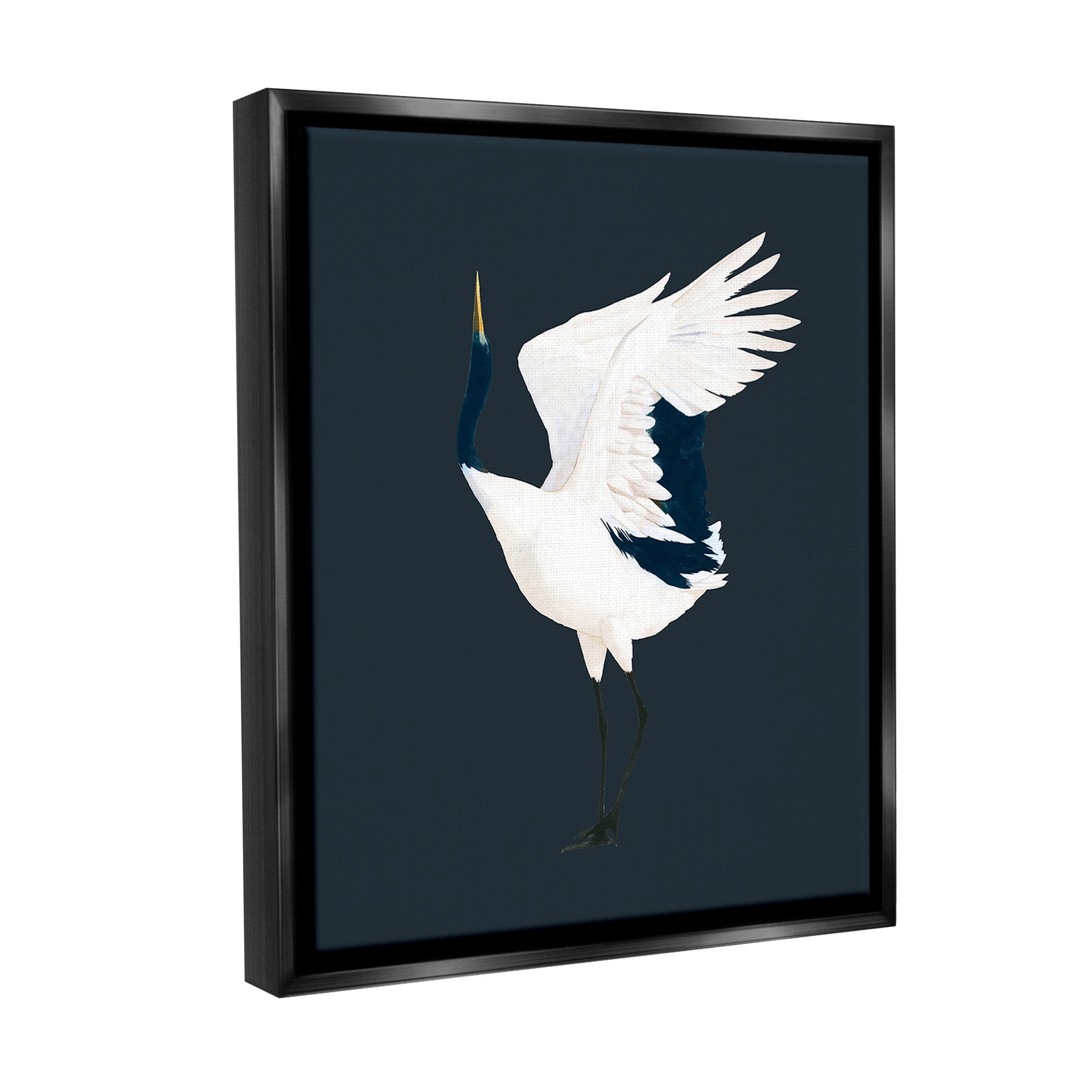 Stupell Industries Crane Bird Facing Left Animals & Insects Painting Black Floater Framed Canvas Art Print Wall Art, 25 x 31