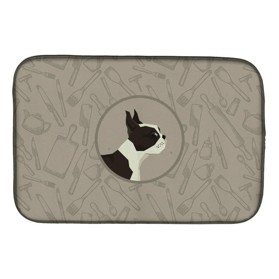 Caroline's Treasures Boston Terrier In the Kitchen Dish Drying Mat