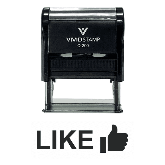Vivid Stamp LIKE (Thumbs Up) Self Inking Rubber Stamp (Black Ink) - Medium