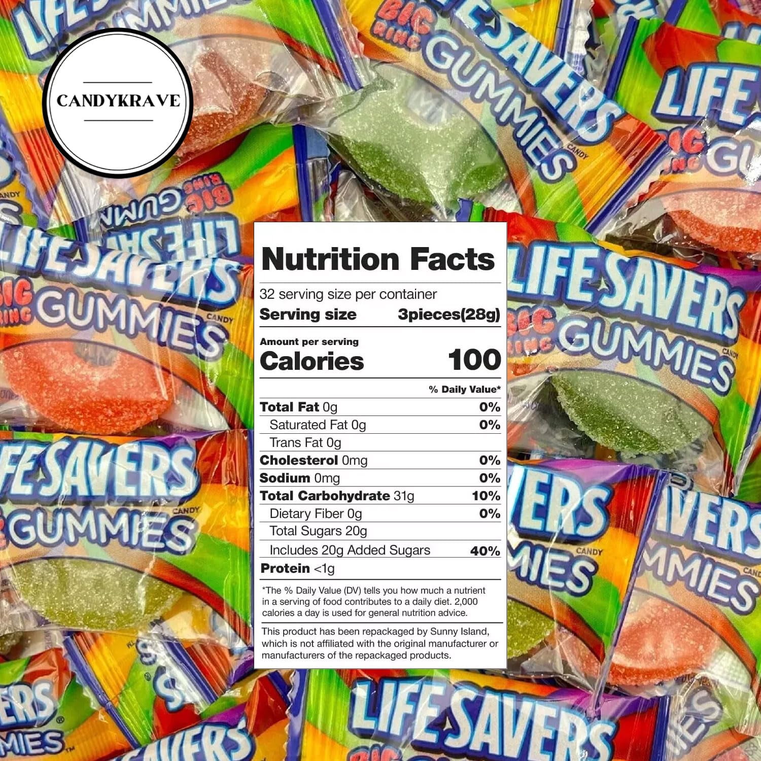 LifeSavers Gummies Candy - Assorted Fruity Flavors - Individually Wrapped Delicious Big Ring Gummy Candy Assortment for Birthdays, New Year, Christmas, Valentines Day, Pinata & Pantry (2 lbs)