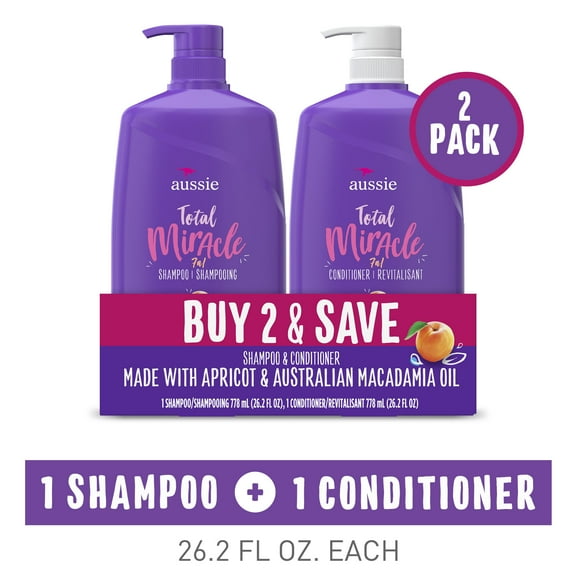 Aussie Miracle Volume Shampoo and Conditioner Hair Set, 26.2 fl oz - 2 Pack