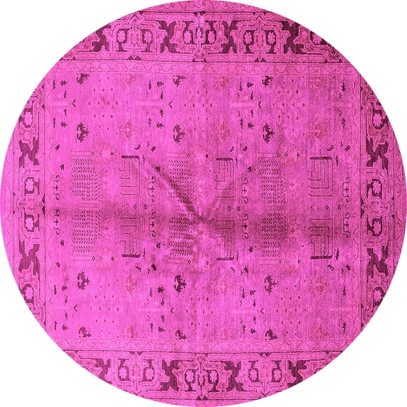 Ahgly Company Indoor Round Oriental Pink Industrial Area Rugs, 7' Round