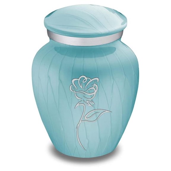Drevy Keepsake Rose Cremation Urn (Pearl Light Blue)