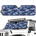 thumbnail image 2 of Yuyamidu Blue Camo Windshield Sun Shade for 2007-2023 Wrangler Rubicon Sahara TJ JK JKU 2 & 4 Door-Blocks UV Rays Sun Visor Keep Your Vehicle Cool, 2 of 7