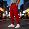 thumbnail image 7 of Mens Baggy Sweatpants Loose Fit Cotton Casual Comfy Stretch Wide Leg Sweat Pants with Pockets Red,S, 7 of 7