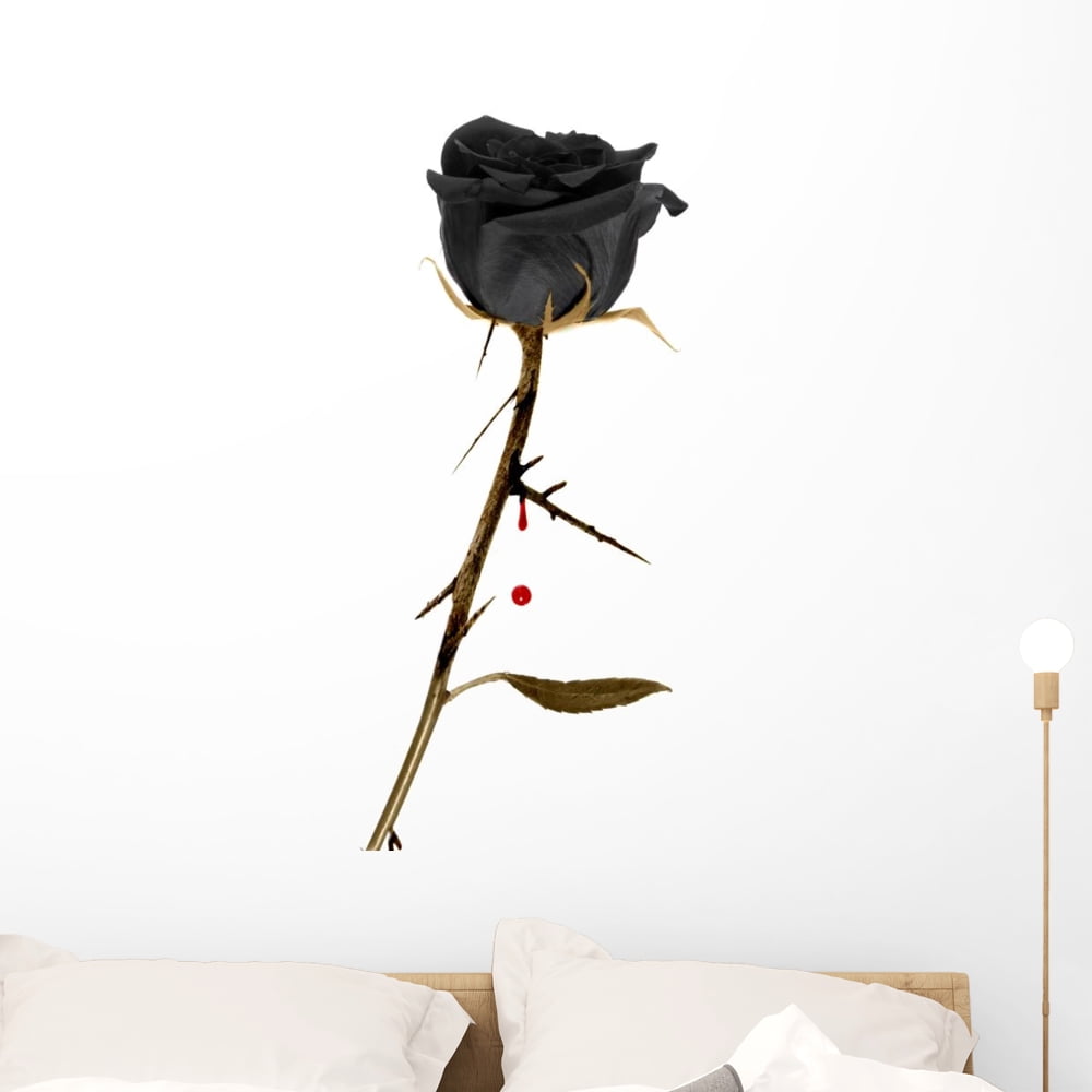 Black Rose Wall Decal by Wallmonkeys Peel and Stick Graphic (36 in H x