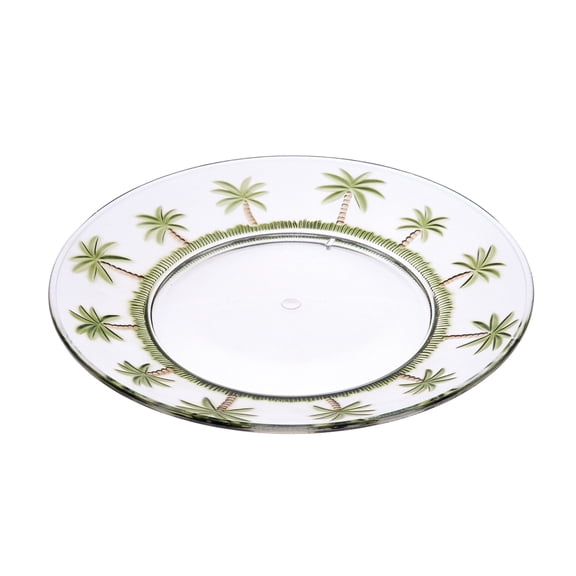 Designer Classic Palm Tree 9" Acrylic Dinner Plates Set of 4, Crystal Clear Unbreakable Acrylic Dinner Plates for All Occasions BPA Free