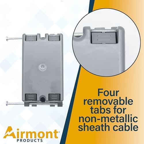 16 Pack 22 Cubic Inch Plastic Electrical Box, Grey Deep Outlet Box, One Gang New Work Junction Box, Captive Nails, Length 3.75'', Width 2.25'', Depth 2.9'', PVC Outlet Box, 22.5 Cu. in. Capacity