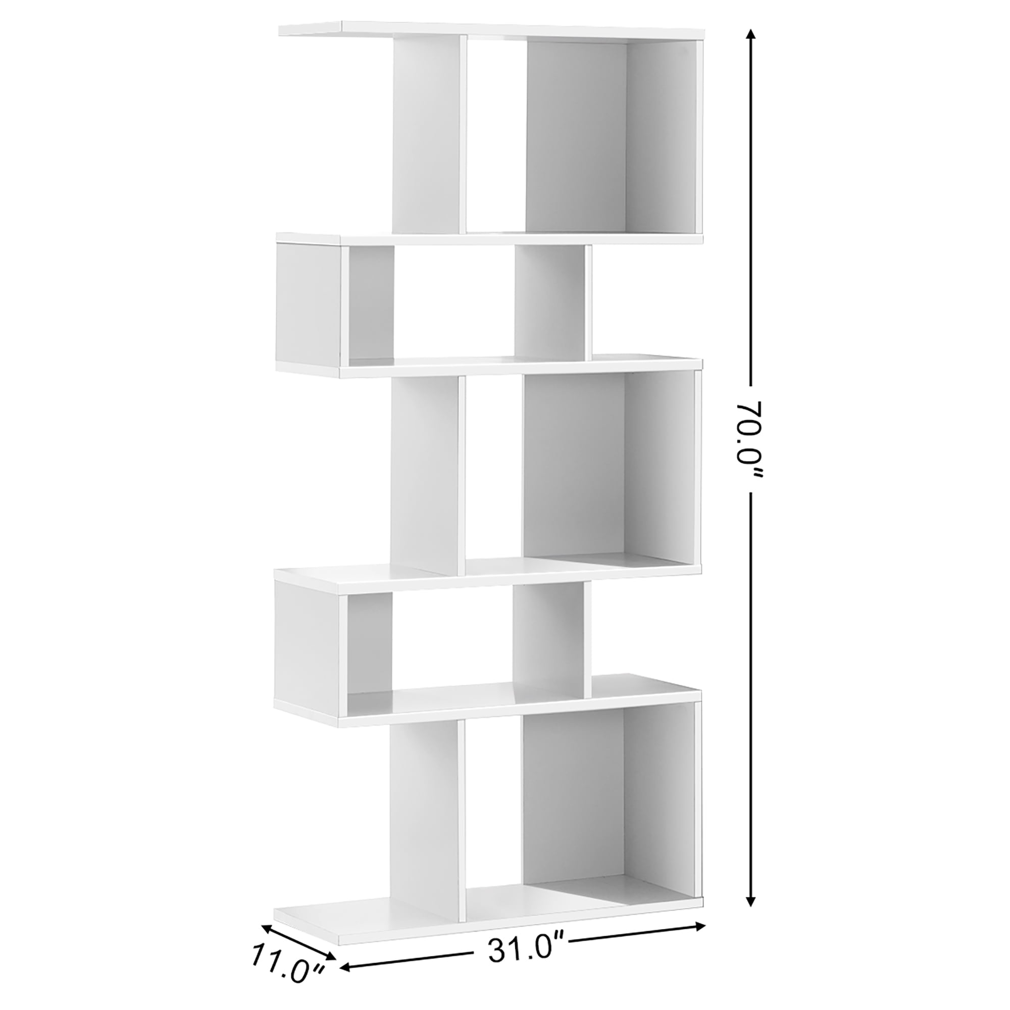 Gymax 2 PCS 5 Cubes Ladder Shelf Freestanding Bookshelf Display Rack Bookcase White