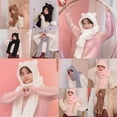 thumbnail image 3 of Opolski Women Winter Warm Plush Solid Color Bear Ear Design Scarf Hat Cap Earflap Set, 3 of 8