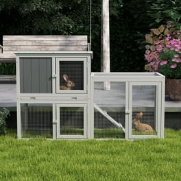 vidaXL Rabbit Hutch Bunny Cage with Pull Out Tray and Ramp Solid Wood Pine Walmart