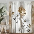 thumbnail image 2 of Rustic Farmhouse Shower Curtain, Farm Tan Cream Daisy Floral Flowers and Butterfly on Country Wooden Shower Curtain for Bathroom, Beige Brown Shower Curtain with 12PCS Hooks, 70X84IN, 2 of 6