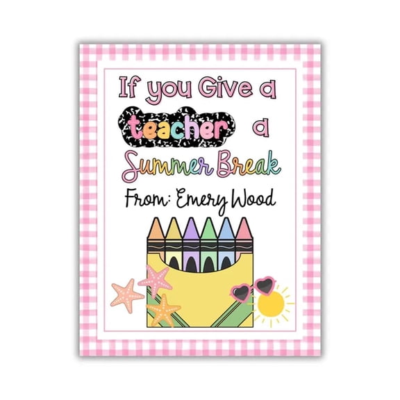 Teacher's Day Gift Card Book: Give a Teacher Summer Break – Appreciation Flip Craft with Personalized Message – End of School Year Keepsake – 1 Piece
