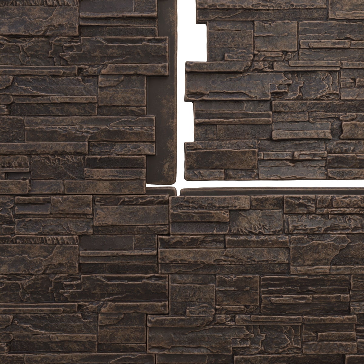 Ekena Millwork 48 5/8"W x 24 3/4"H x 1 1/4"D Cascade Stacked Stone, EverStone Faux Stone Siding Panel, Alder Creek