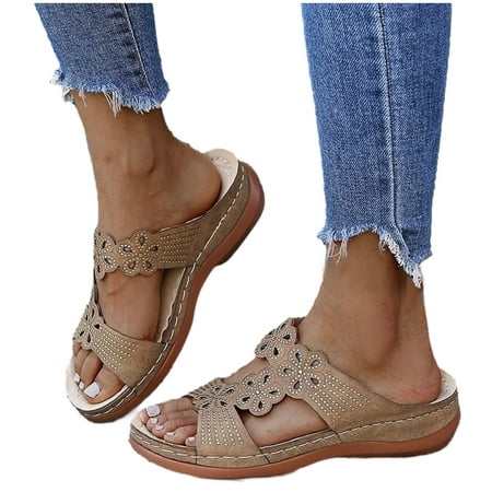 

Womens Summer Sandals Lightweight Athletic Slides Slip On Wedge Sandals Fashion Comfortable Arch Support Slippers