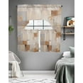 thumbnail image 5 of Brown Geometric Kitchen Curtain and Valance Set 3 Pieces, Rod Pocket Short Tier Curtains 36 Inch Length, Modern Oil Painting Abstract Swag Topper Small Window Treatment for Cafe Bathroom Bedroom, 5 of 6
