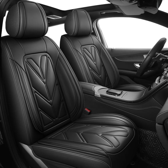 WRWolf Seat Covers for Chevrolet Suburban 2009-2024, Waterproof Leather Car Seat Protector | Compatible Airbag, Easy Install(Black,5 Seats)