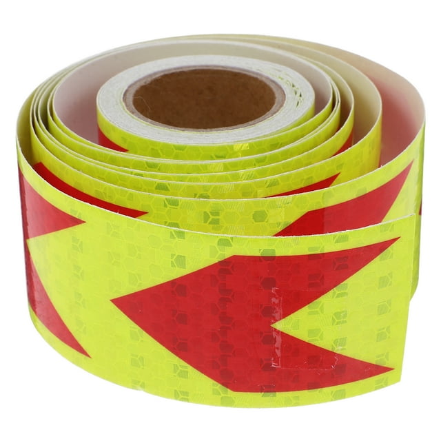 1 Rouleau de Ruban Réfléchissant 5m Forme de Flèche Précaution Haute Visibilité Ruban Adhésif pour Voitures Remorques Camions et Bateaux Avertissement de Sécurité Extérieur