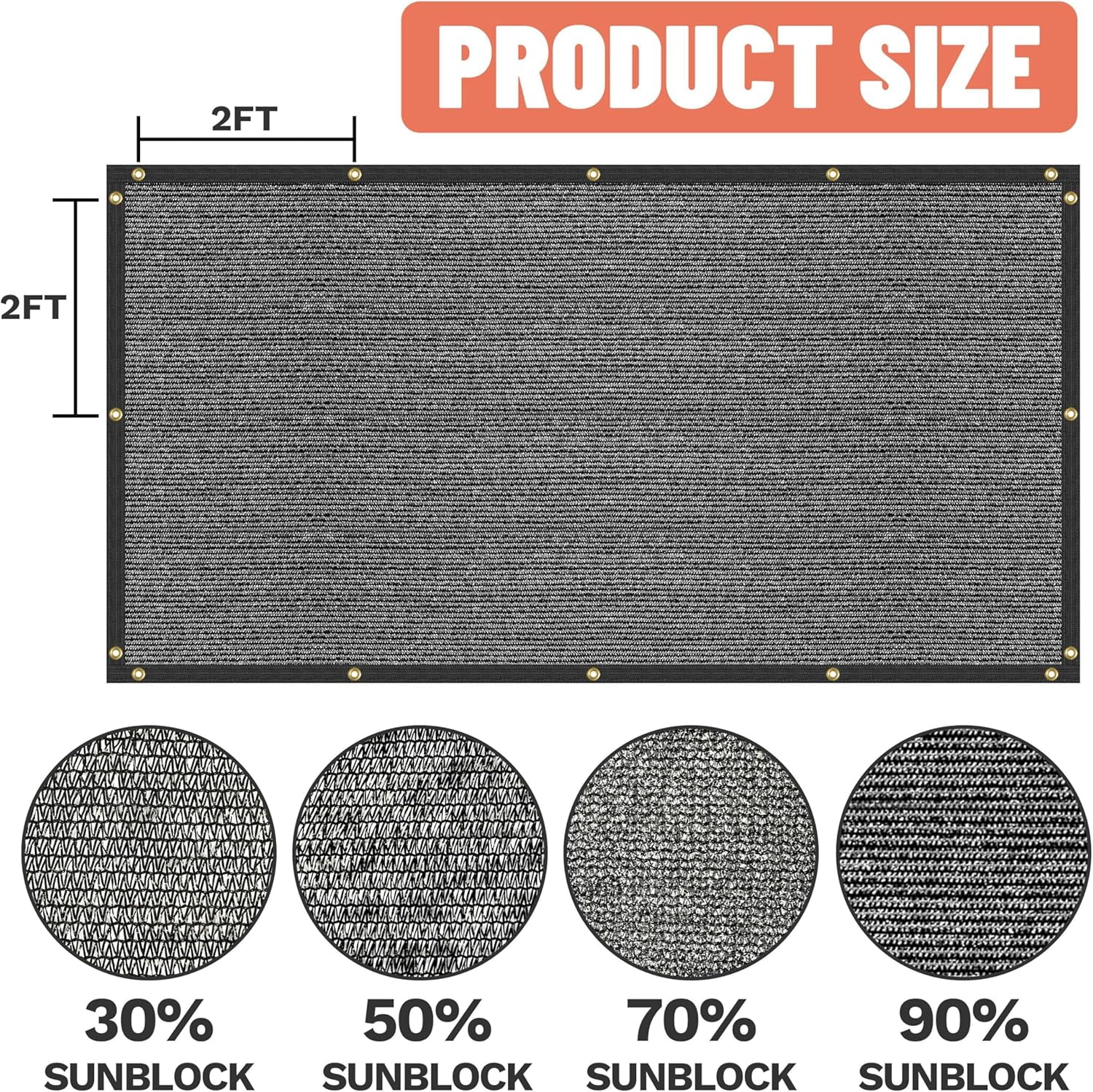 AMGO 5' x 10' Black Custom Size Shade Cloth with Grommets - 90% Sunblock, Durable Mesh Fabric Tarp for Dog Kennel Cover, Fence Privacy Screen, Blackhouse, Chicken Coop & Pet Playpen