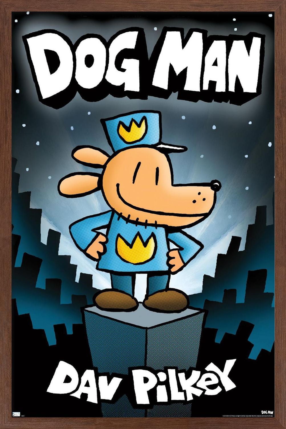 Dog Man - Book Cover (2016) Wall Poster, 14.725" x 22.375" Framed