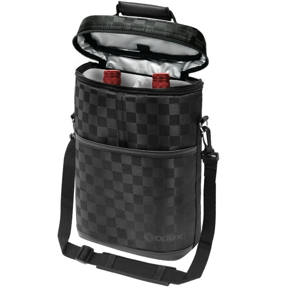 OPUX 2 Bottle Wine Carrier Tote, Insulated Leakproof Wine Cooler Bag, Wine Travel Bag Tote for Picnic BYOB Beach, Portable Wine Bottle Carrying Case, Gift for Wine Lover Women Men Christmas