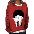 thumbnail image 2 of 2023 Chandail en Molleton de Mode pour Femmes 50 % de Rabais Liquidation Femmes Surdimensionné Texte Drôle Lettre Imprimée Col Rond Manches Longues Ample Chandail en Molleton Simple Hauts chandail Blouse, 2 of 5