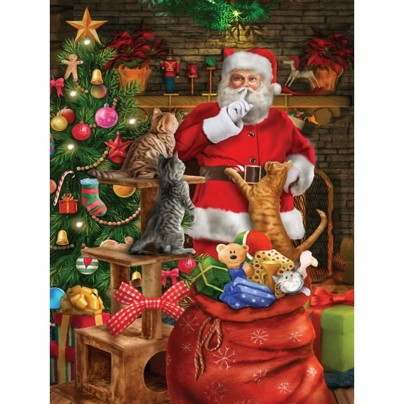 SUNSOUT INC - Cat out of the Bag - 300 pc Jigsaw Puzzle by Artist: Tom Wood - Finished Size 18" x 24" Christmas - MPN# 23102