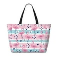 thumbnail image 2 of Xecao Pink Striped Flamingo for versatile beach bag for women includes zipper pockets and waterproof material, ideal for vacations and adventures., 2 of 7