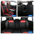thumbnail image 2 of For Nissan Maxima Versa Car Seat Covers,5-Seat PU Leather Cushion Protector, Full Set Front Back Seat Cover with 2 Pillows for Nissan Altima Maxima Black&Red, 2 of 11